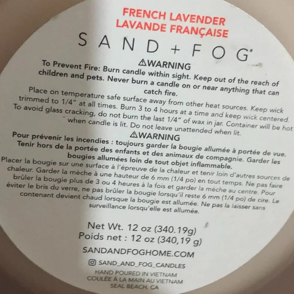 Stress Relief French Lavender 2-Wick Candle by Sand + Fog Natural Home